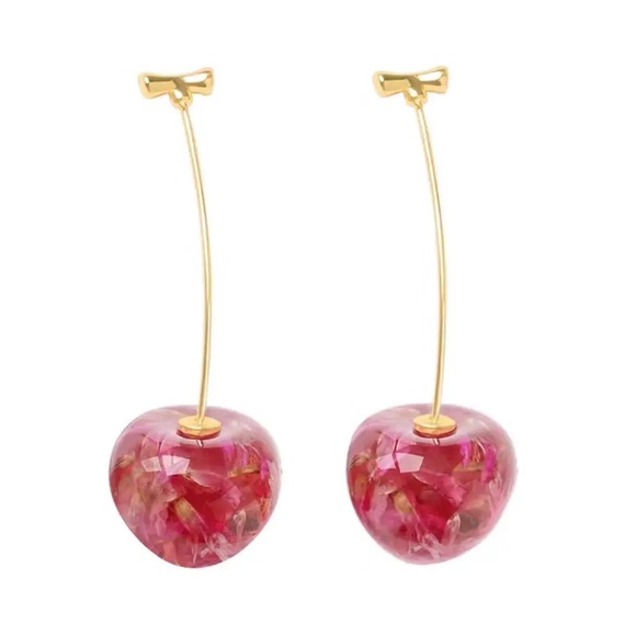 ◾️Red Flower Cherry Earrings - Picture 5 of 9